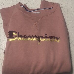 Champion Women's Crew Neck Sweater - Brown and Gold Accents